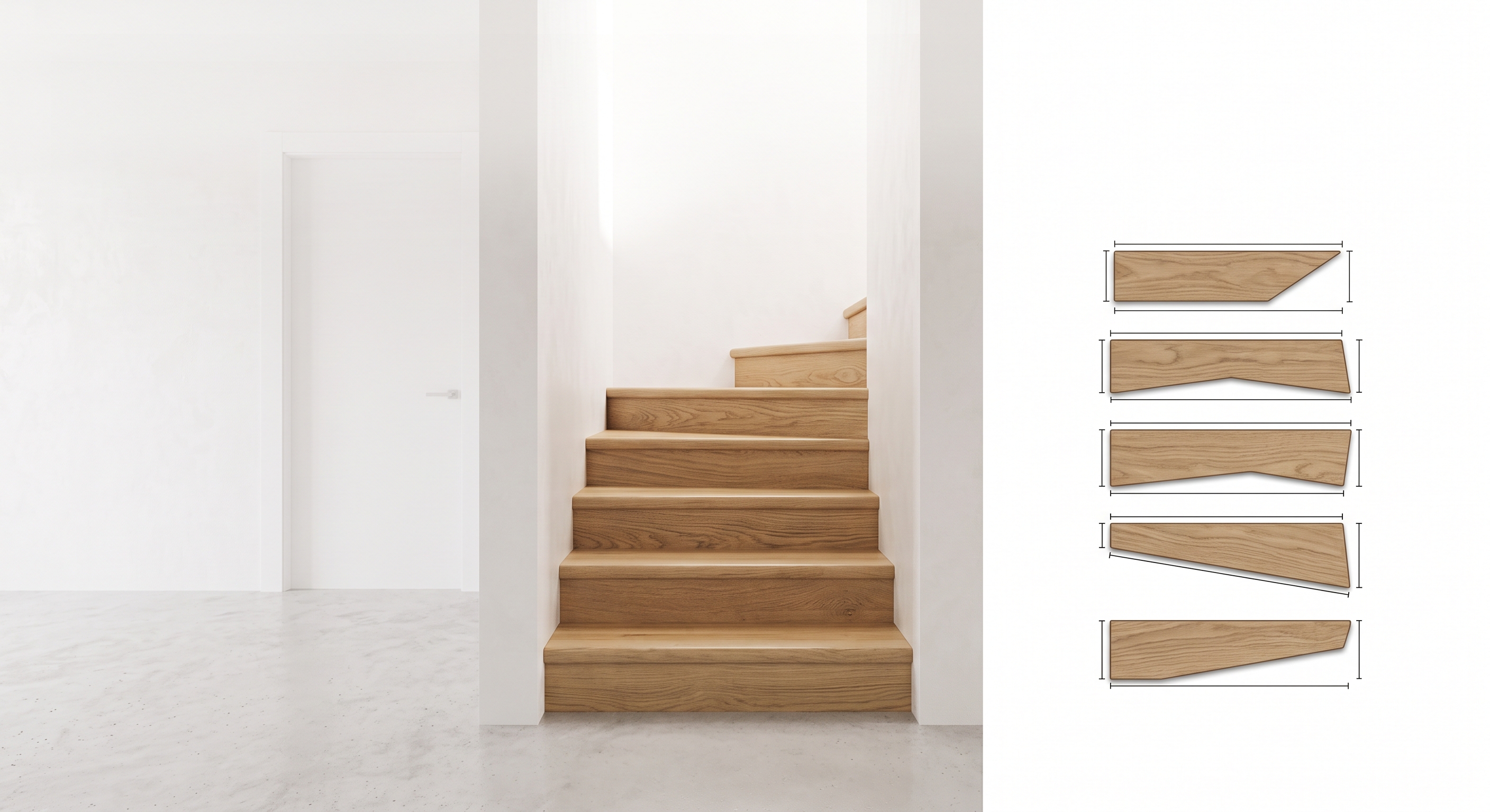 Escalera compensada forrada peldaño a peldaño