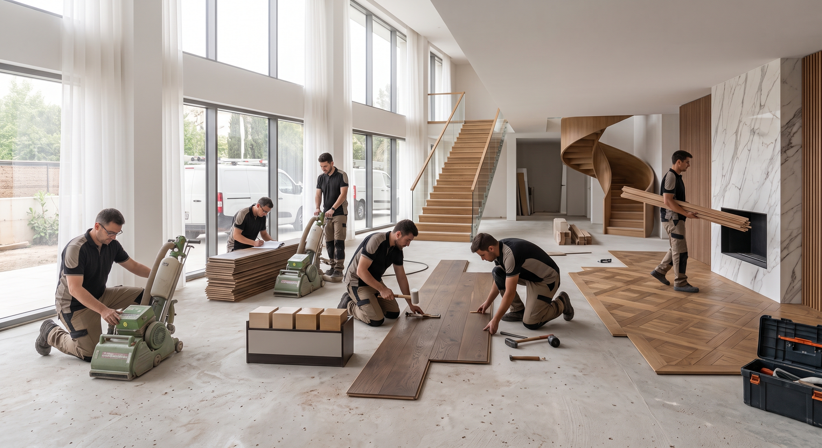 Equipo de D'Martín Decoración trabajando en obra